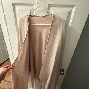 Soft Pink Shawl with Fringe